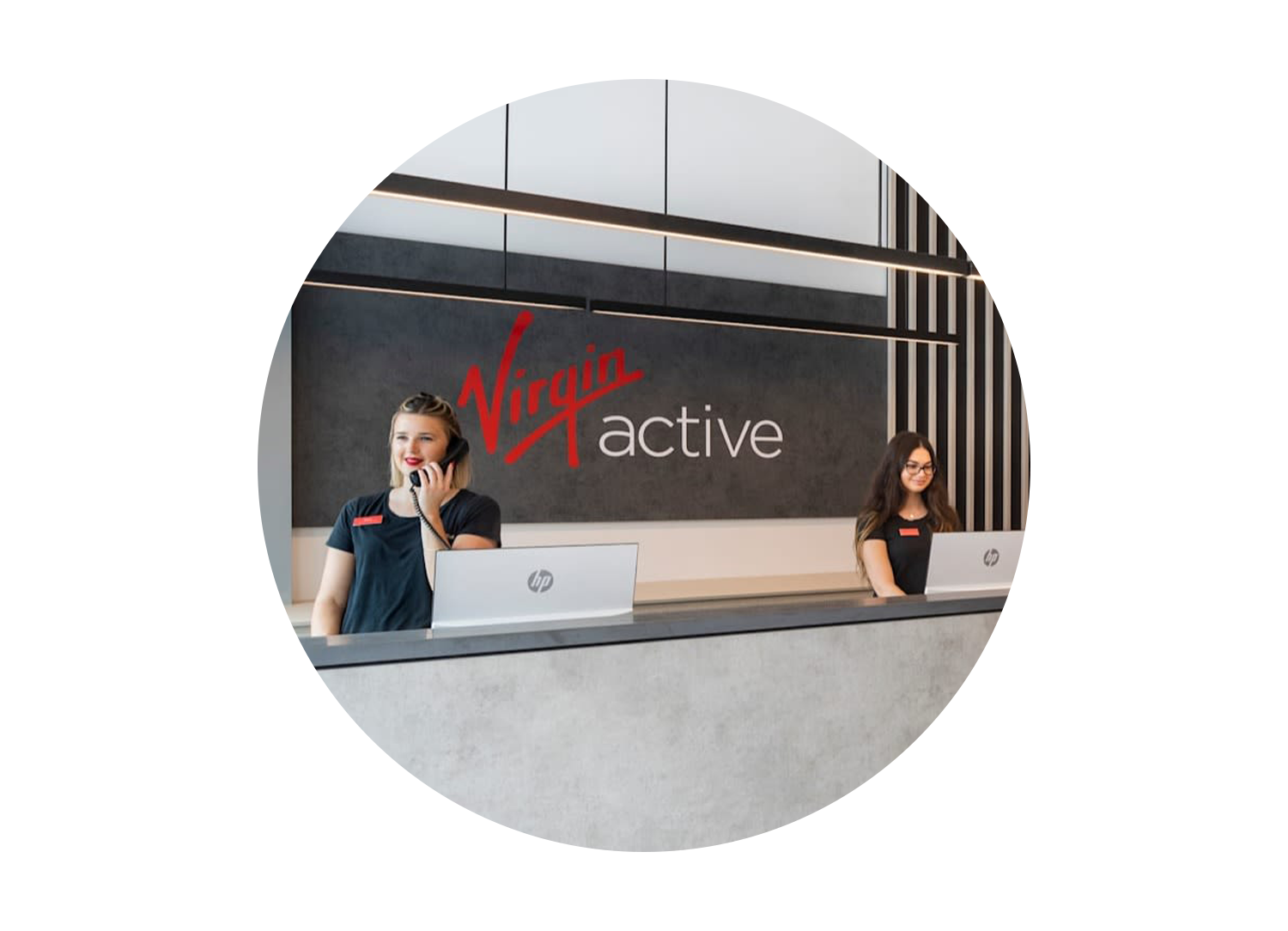 Two receptionists at Virgin Active