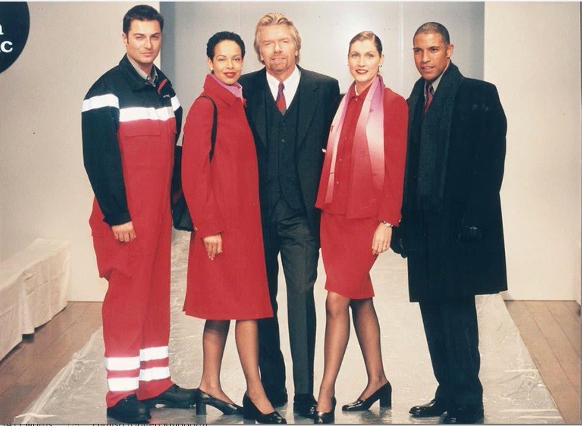 Virgin Atlantic uniforms with Richard Branson