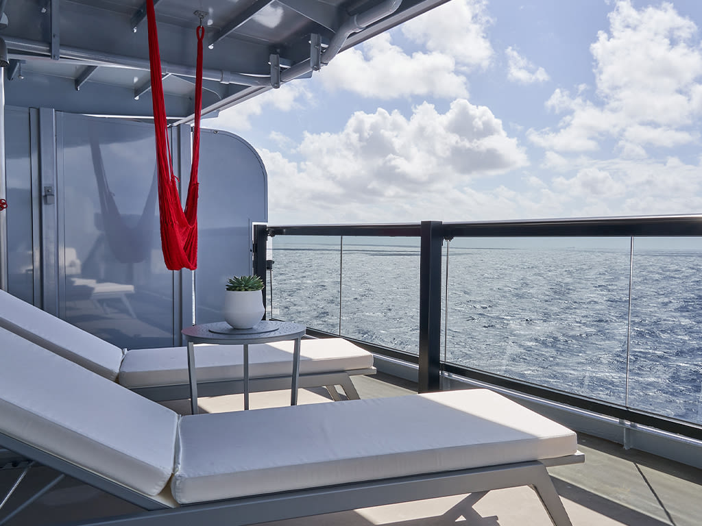 A sea terrace on Virgin Voyages' ship Scarlet Lady