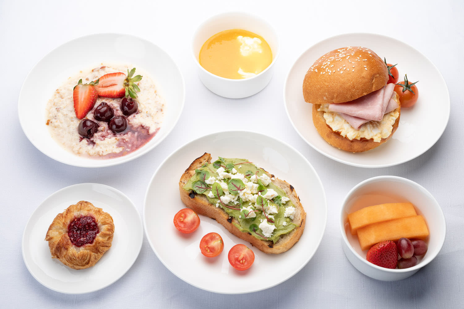 The selection of breakfast items in the new Virgin Australia Business Class menu