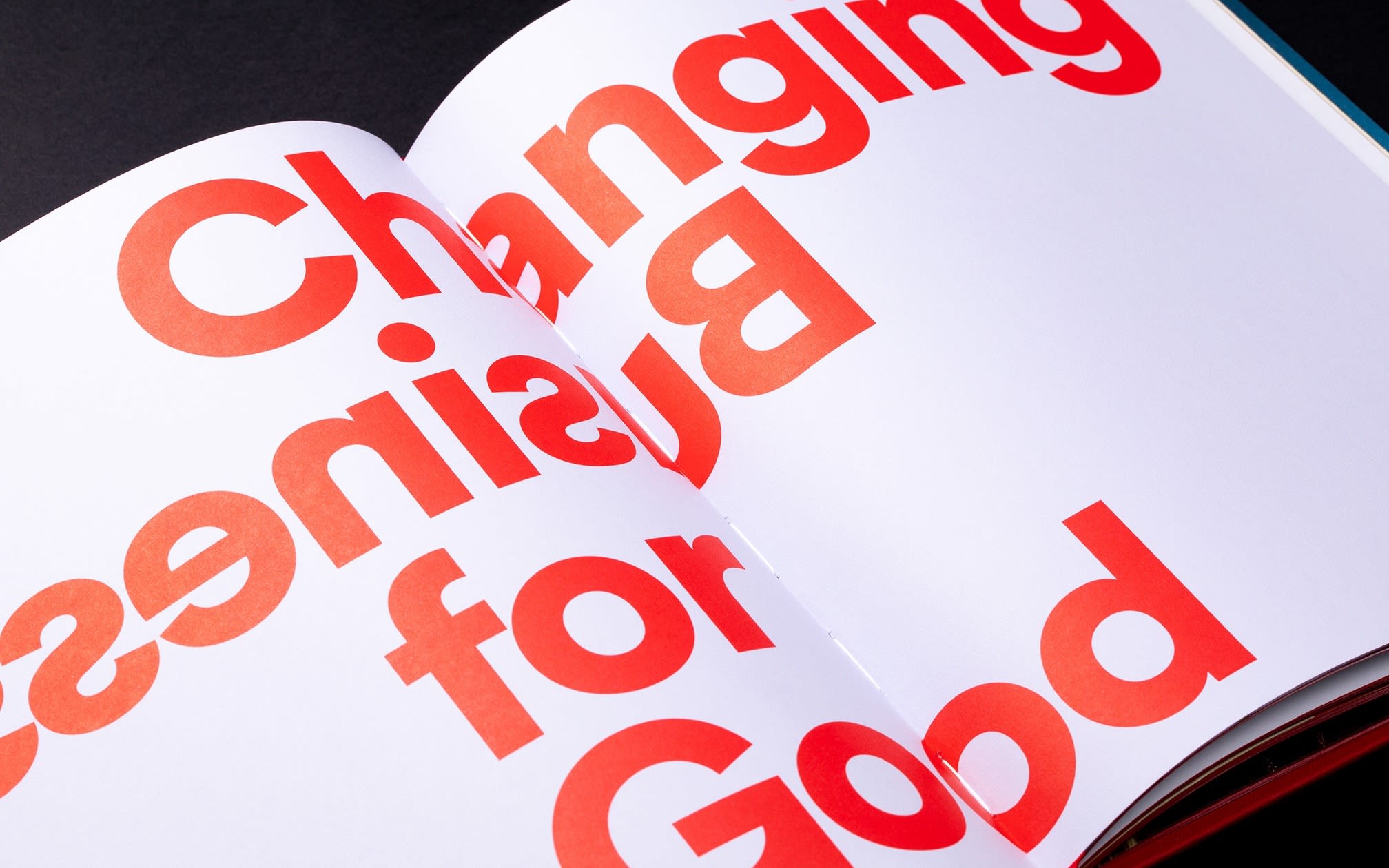 Double spread from Virgin By Design that reads 'Changing Business for Good'