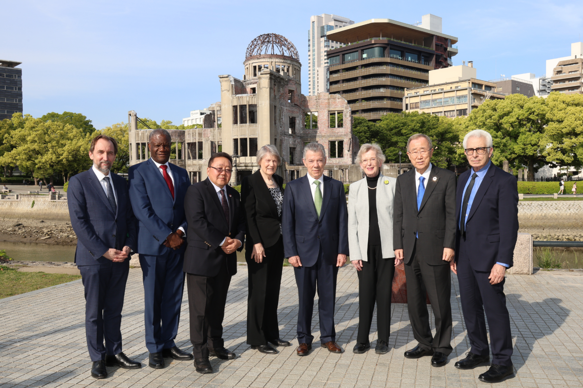 Image from The Elders Foundation | Elders in front of the Atomic Bomb Dome in Hiroshima, 13 May 2025.
