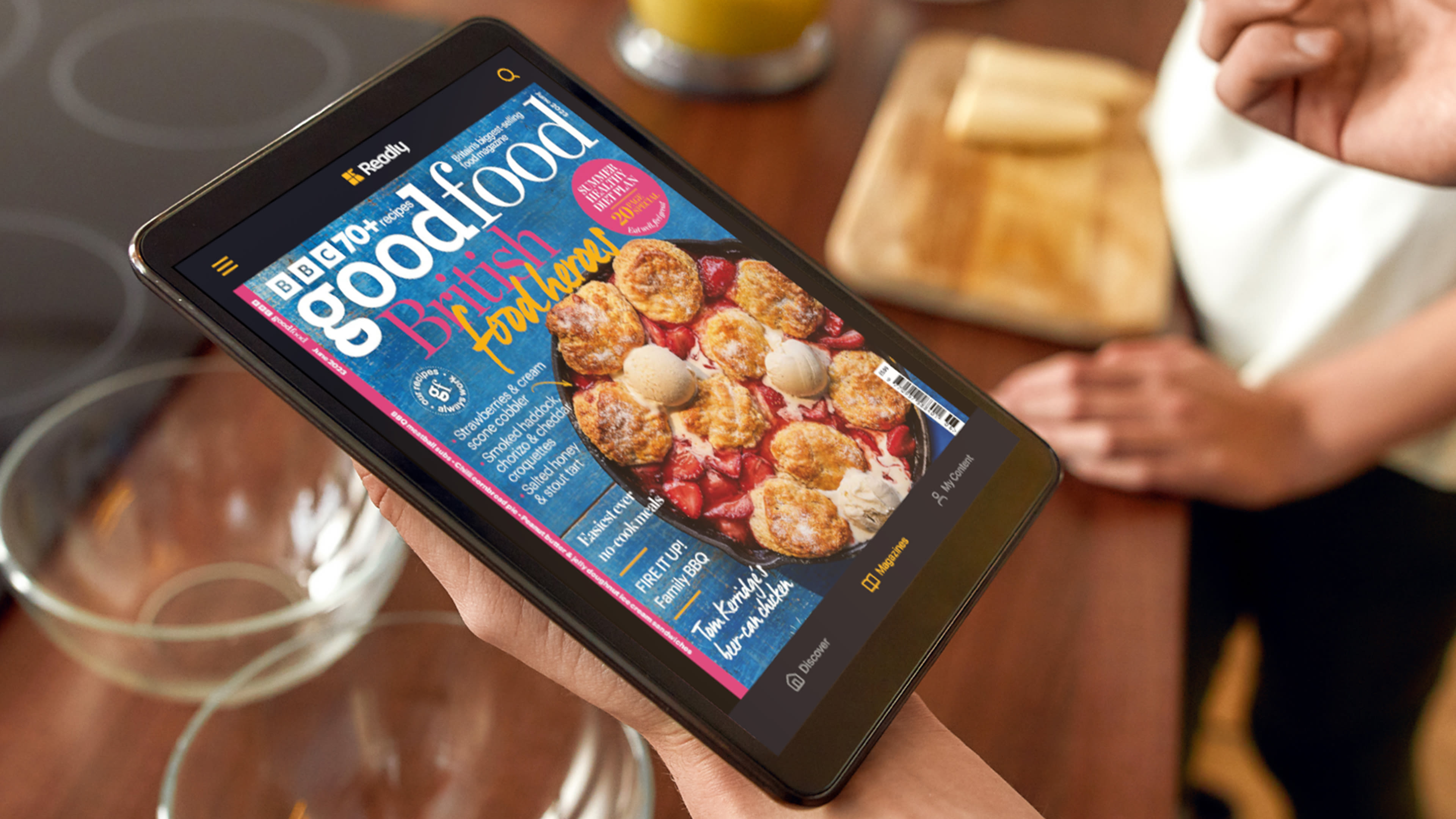 An image of a magazine cover on an iPad