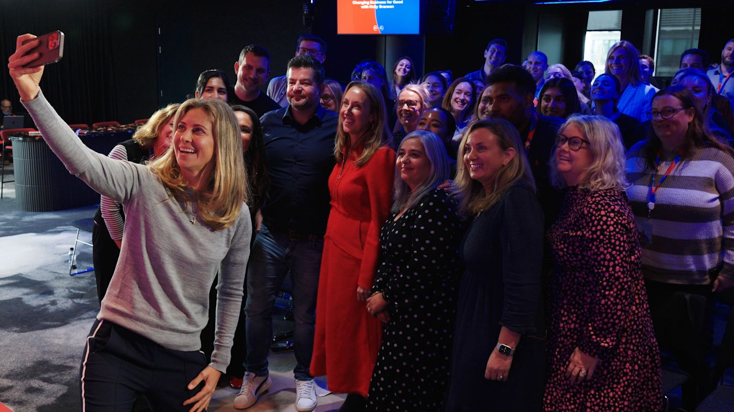 Holly Branson with the Virgin Media O2 team