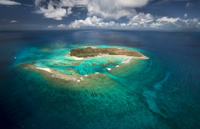 Aerial view of Necker Island