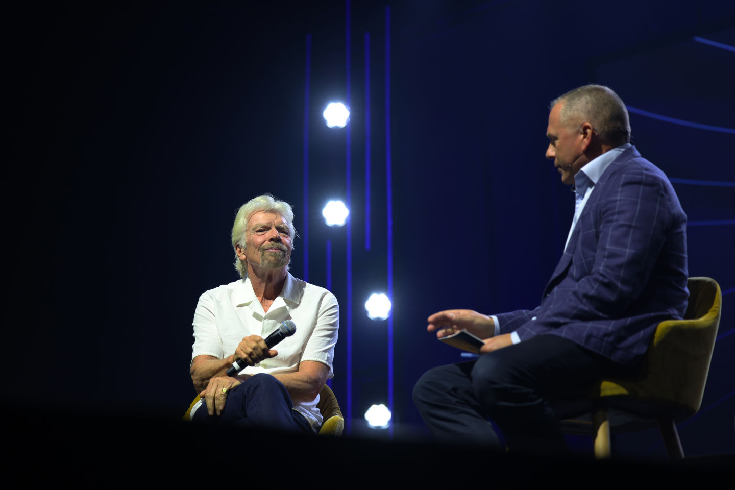 Richard Branson speaking at the 2023 Oslo Business Forum