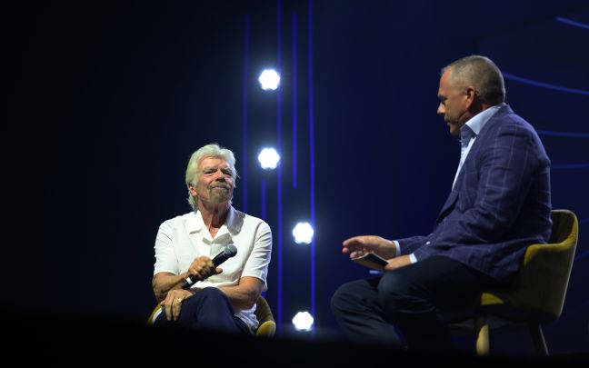 Richard Branson speaking at the 2023 Oslo Business Forum