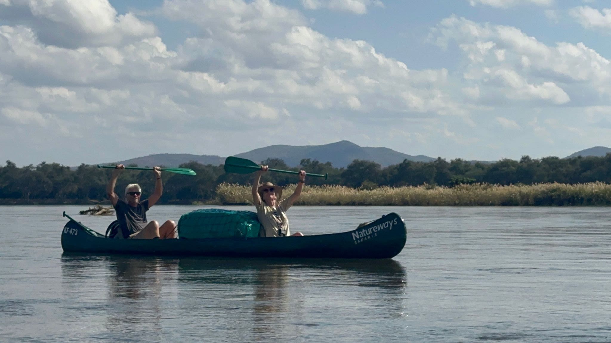 Richard Branson canoeing down the Zambezi Valley