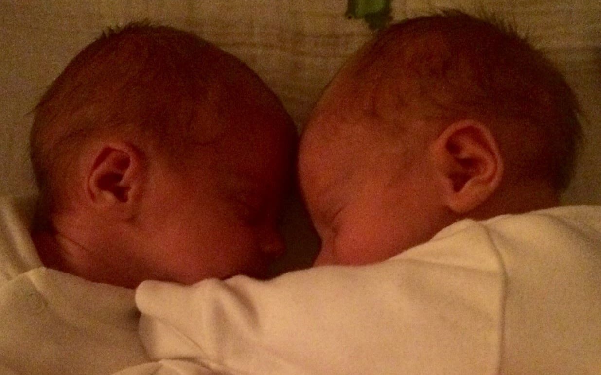 Image of Holly Branson's twin babies
