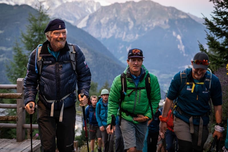 Richard Branson smiling while hiking on the 2019 Strive Challenge