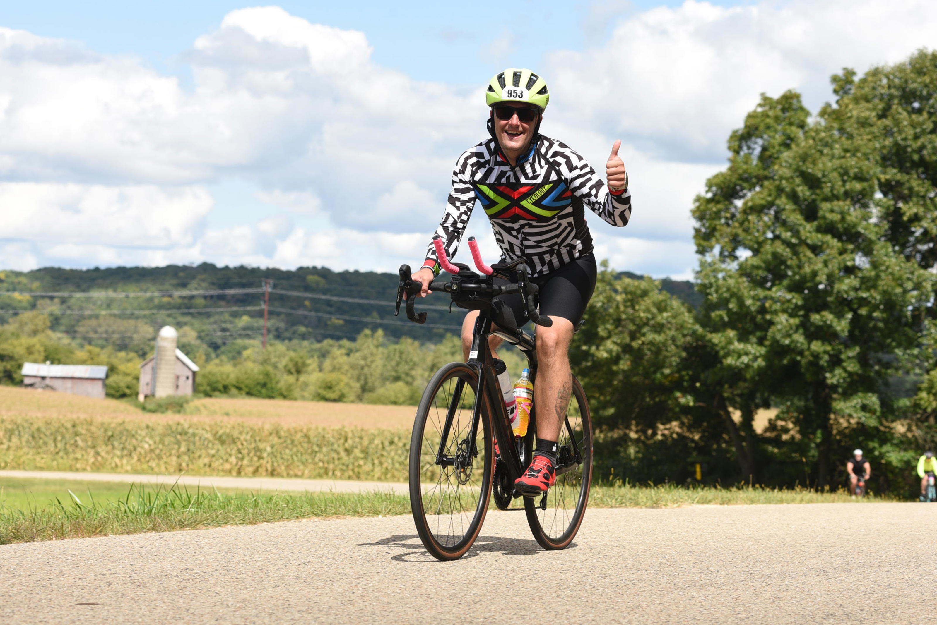 Eric on a bike during his Ironman race in Madison Wisconsin