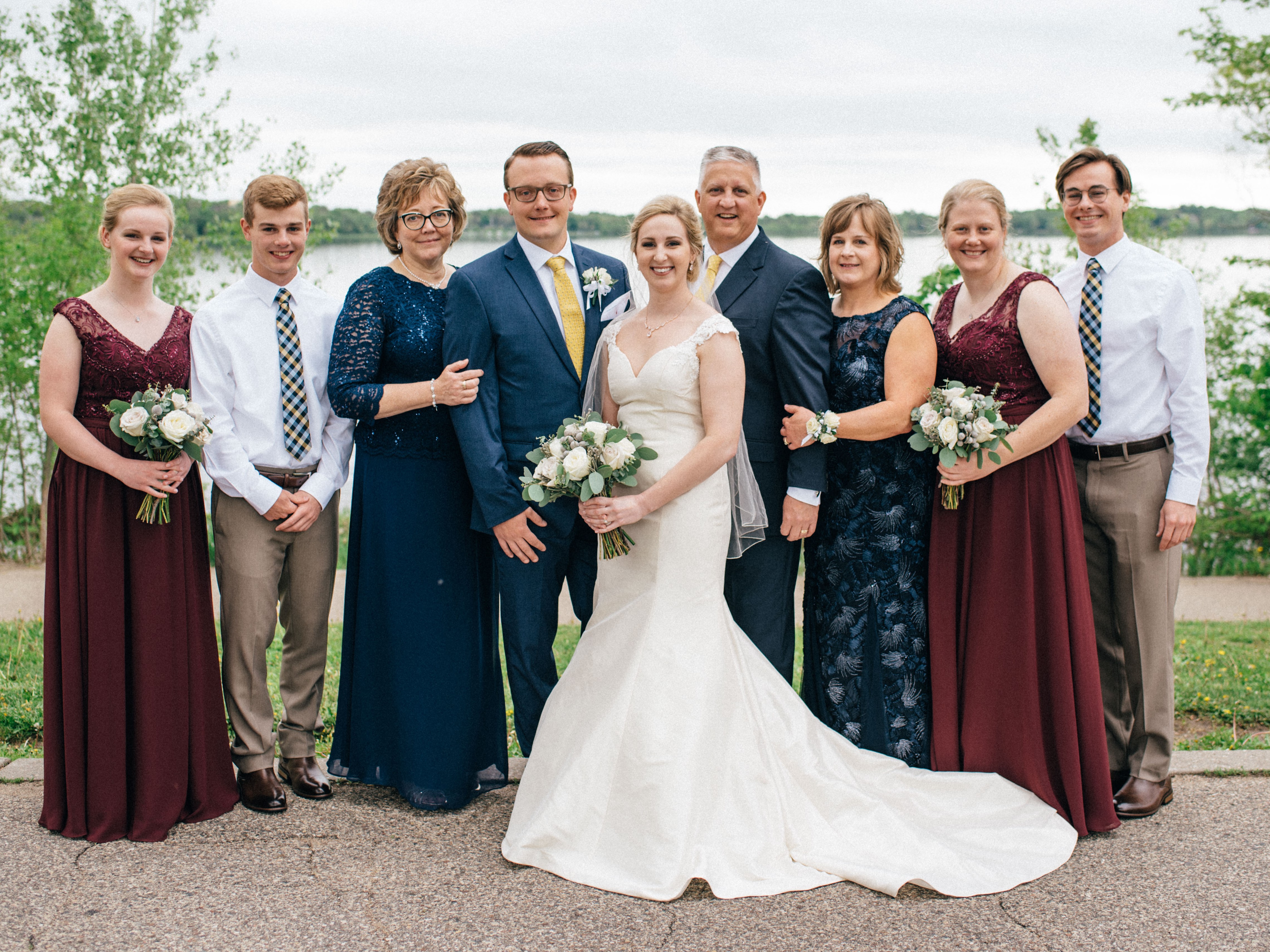 Here we are with our amazing family at the wedding. Pictured left to right: Taylor's sister, Olyvia; Taylor's brother, Riley; My mom, Sharon; Me and Taylor (obviously); Taylor's dad, Robb; Taylor's mom, Deanna; My sister, Robin; Taylor's brother, Brayden. They're all so great!