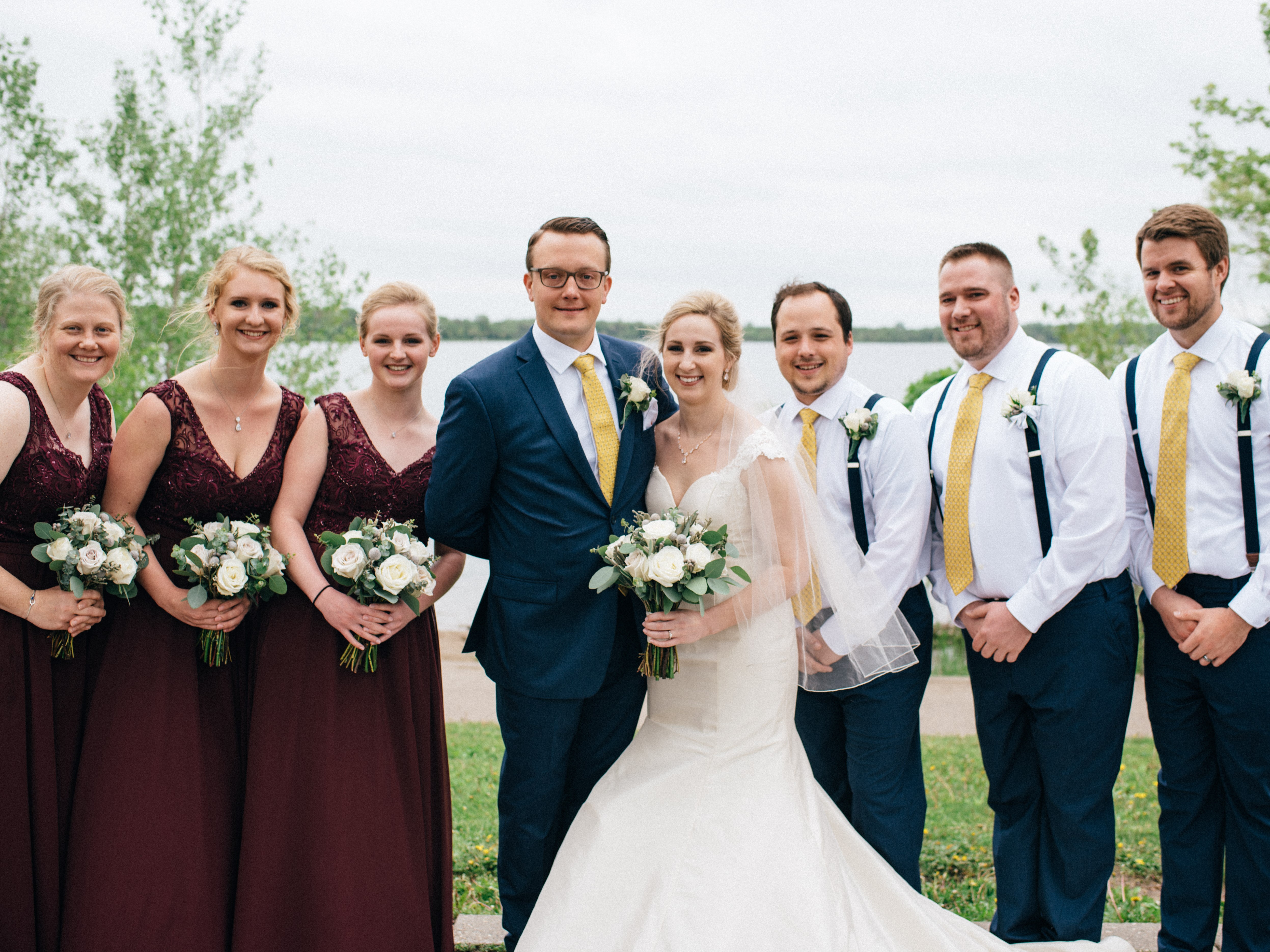 Our wedding party consisted of very close friends and family. Mine included my best friend from high school, Myles (middle), and my best friends from college, Bill (right) and Myles (left). (yes 2 different, Myles. I have an affinity for them.) Taylor's included her sister, Olyvia (right), her awesome cousin, Victoria (middle), and my sister, Robin (left).