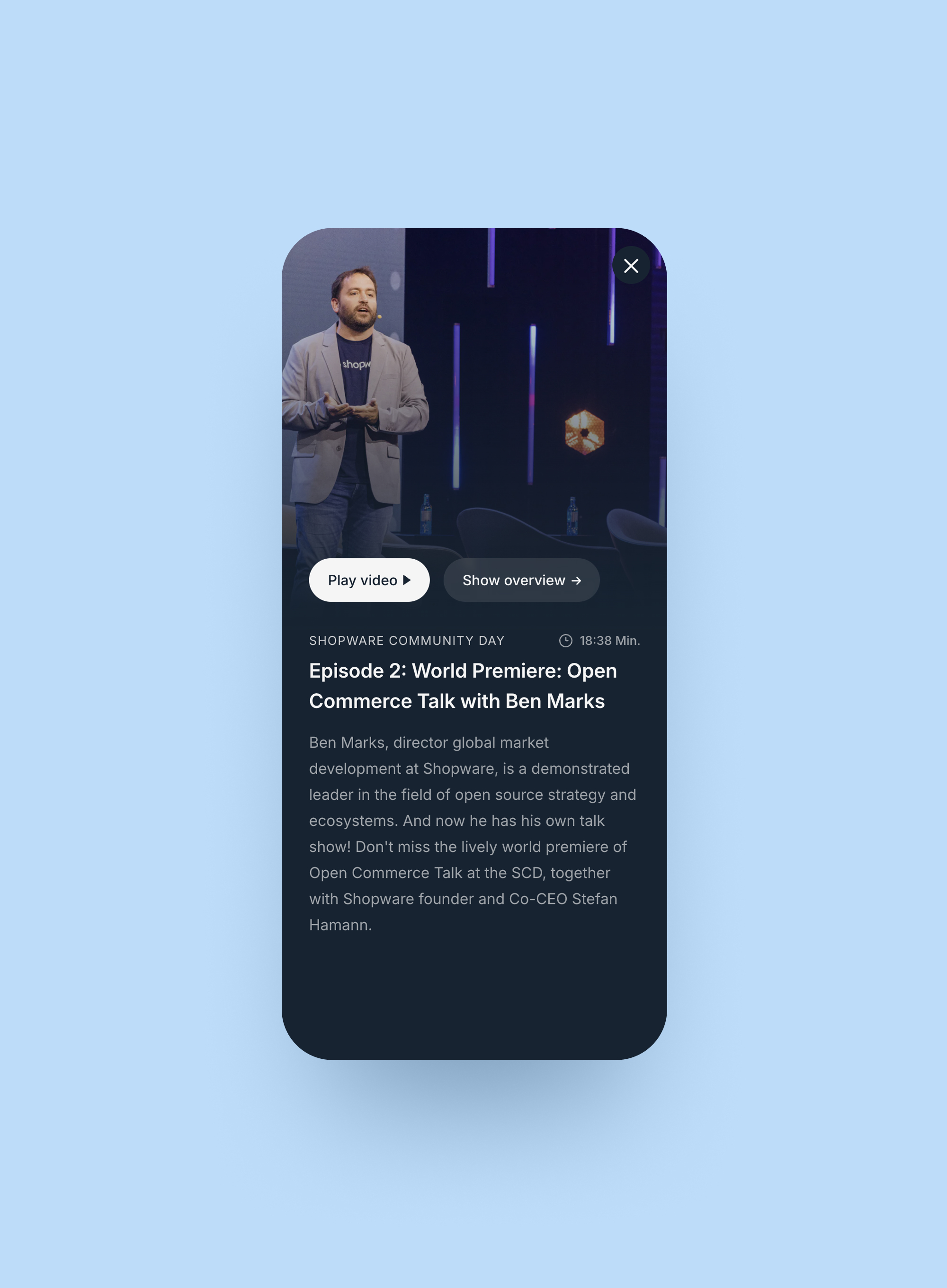 Shopware TV - Episode detail modal view mobile
