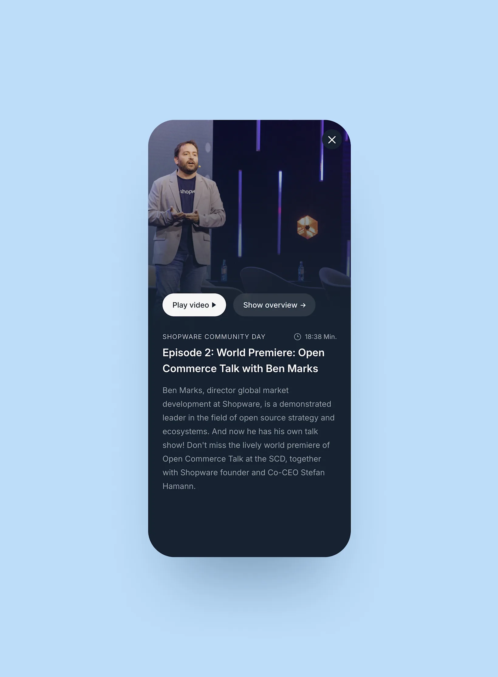 Shopware TV - Episode detail modal view mobile