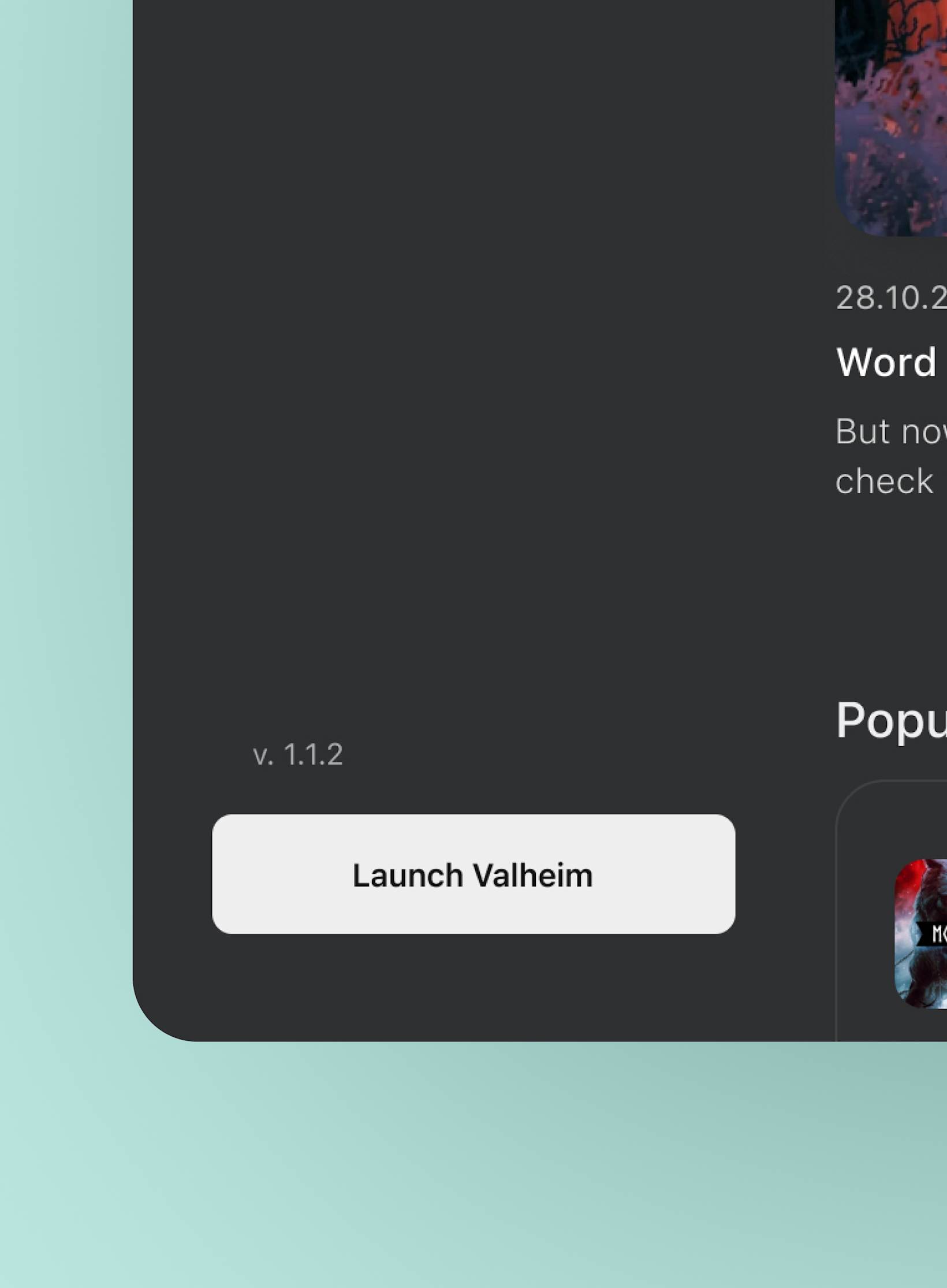 Valheim mac mod manager primary action dark mode close-up view