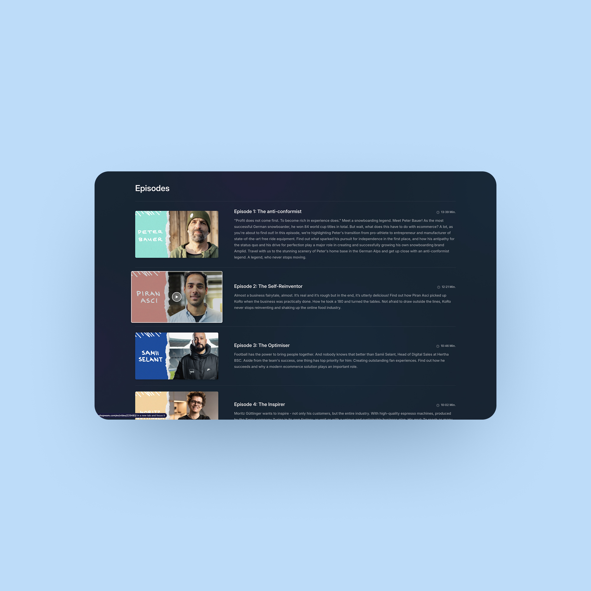 Shopware TV - Series overview listing desktop
