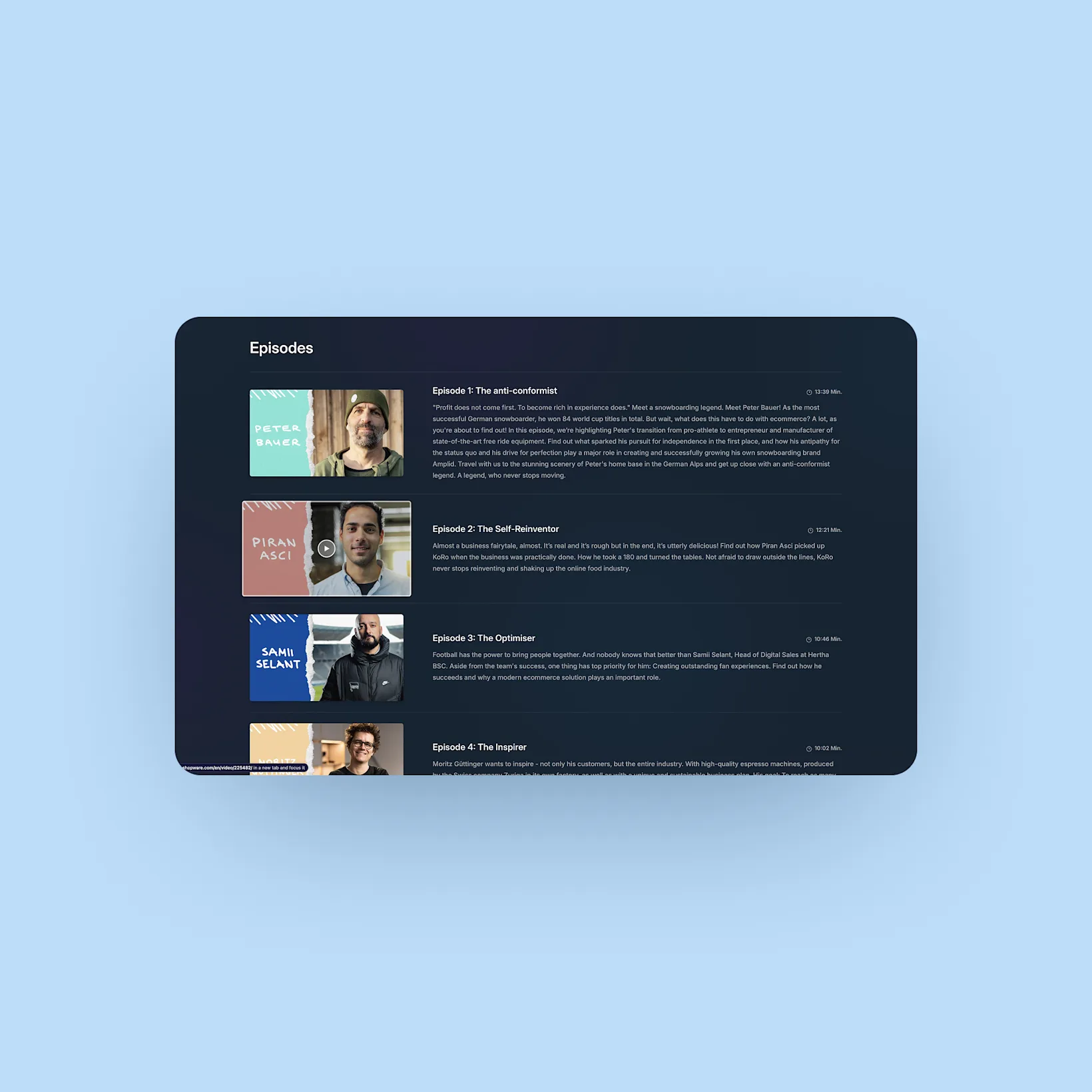 Shopware TV - Series overview listing desktop