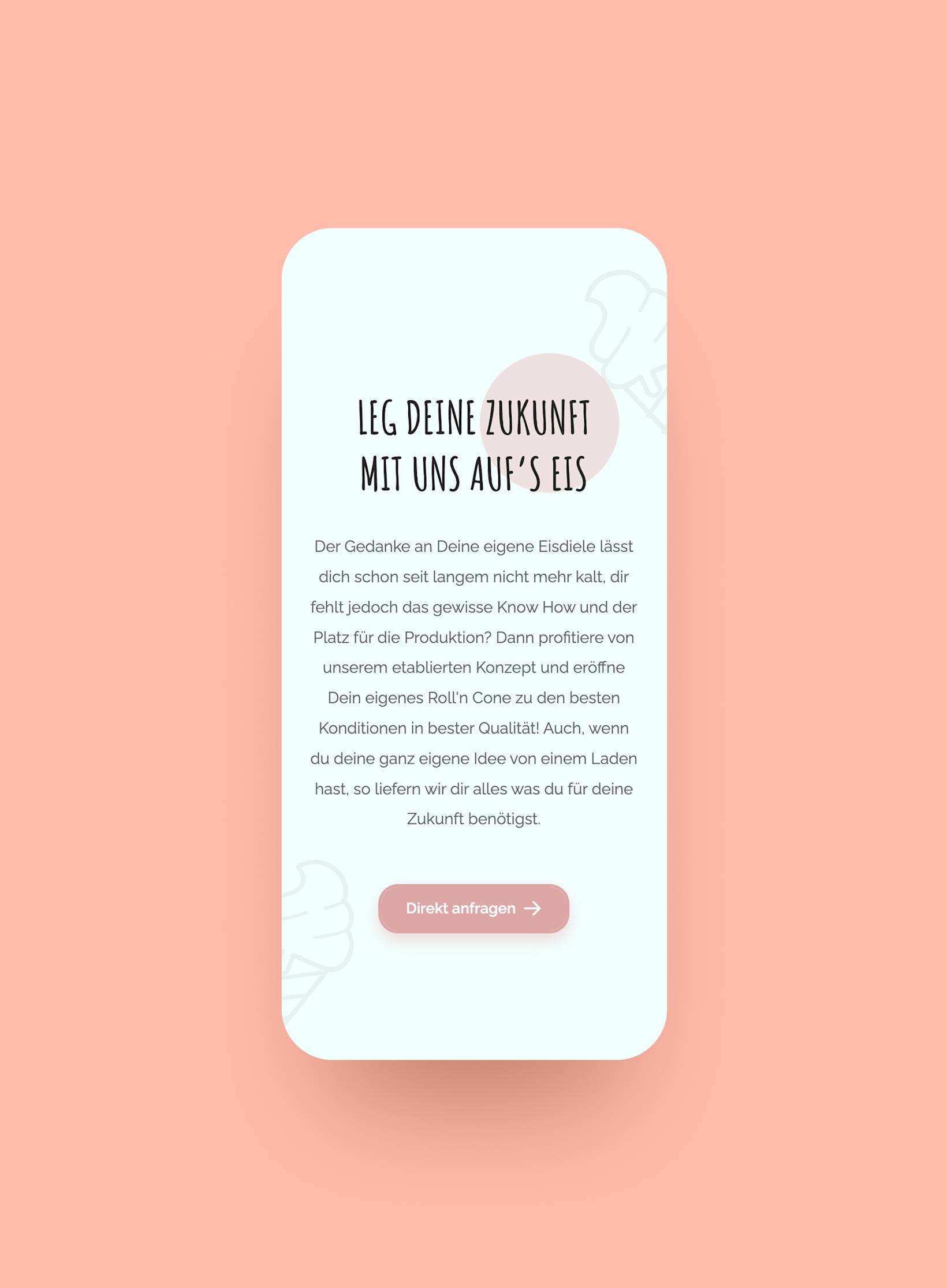 Roll'n Cone website franchise section mobile view