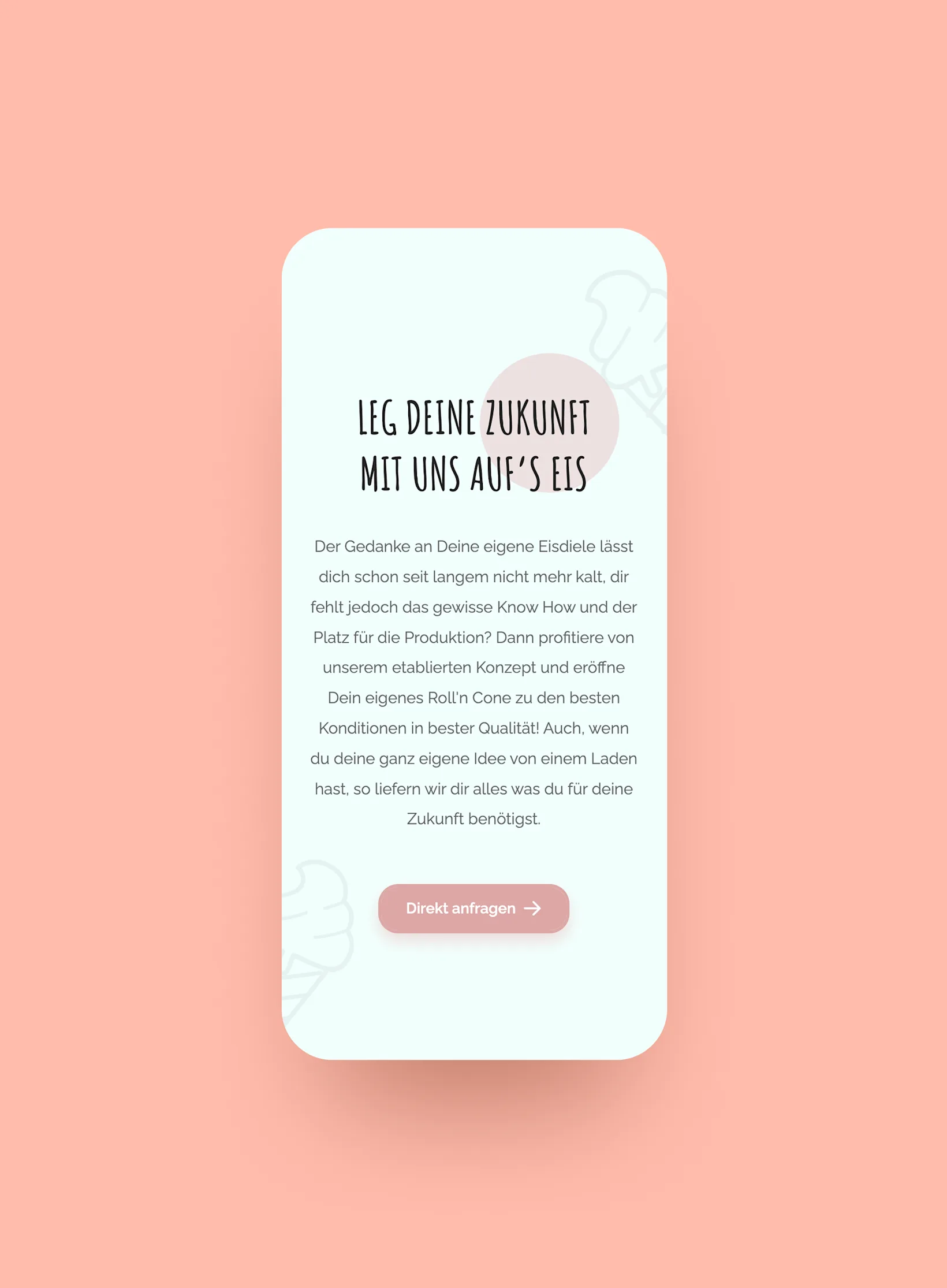 Roll'n Cone website franchise section mobile view