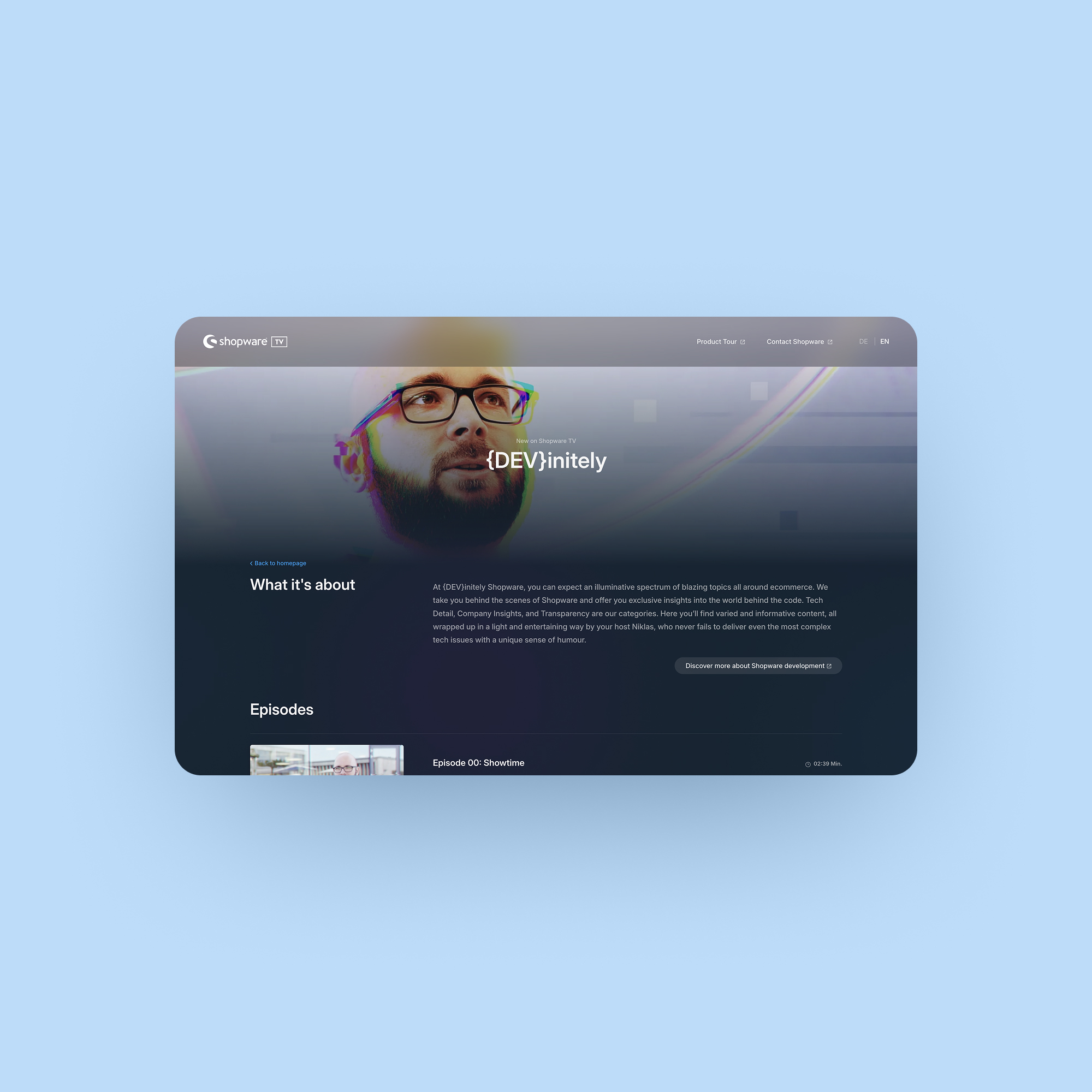 Shopware TV - Series overview header desktop