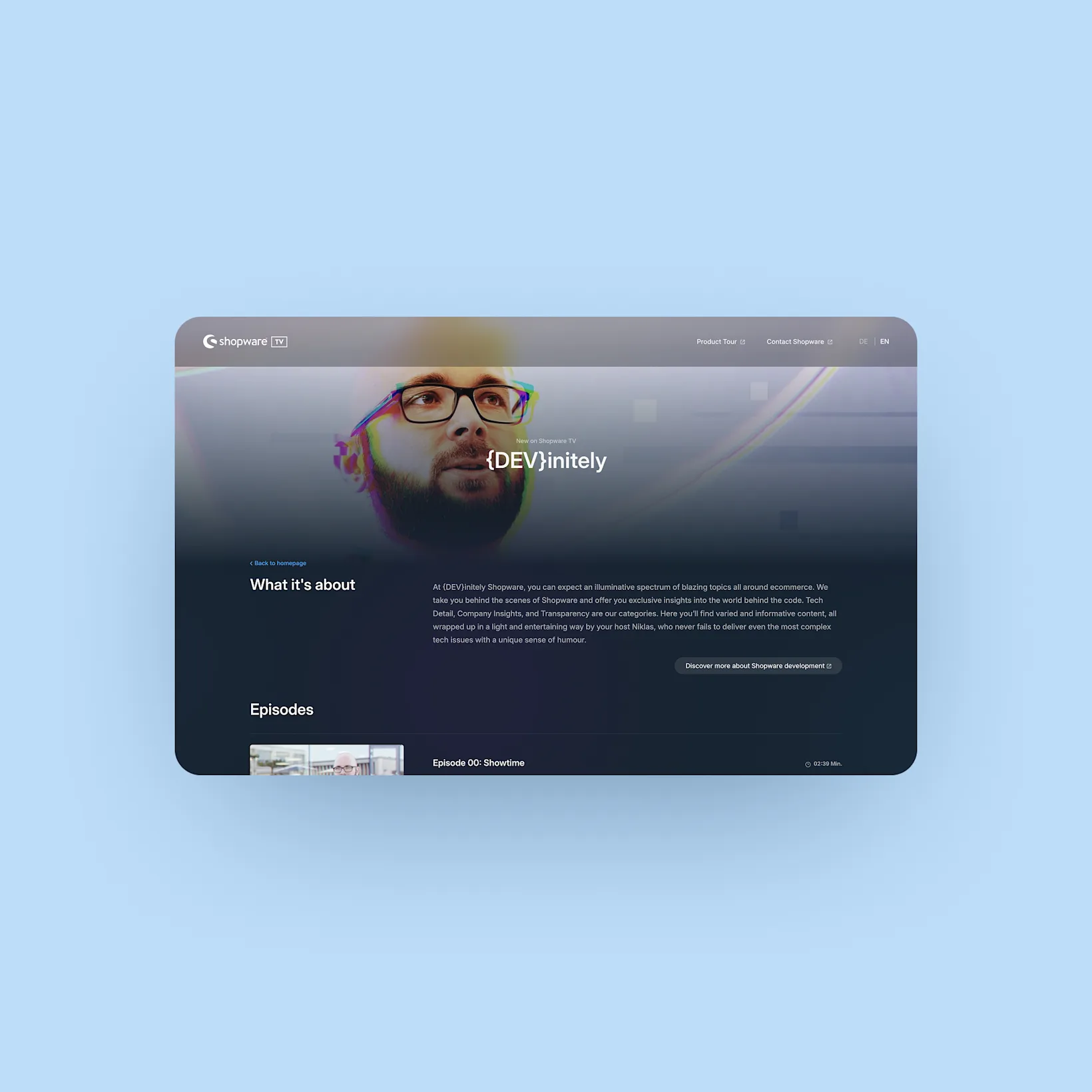 Shopware TV - Series overview header desktop