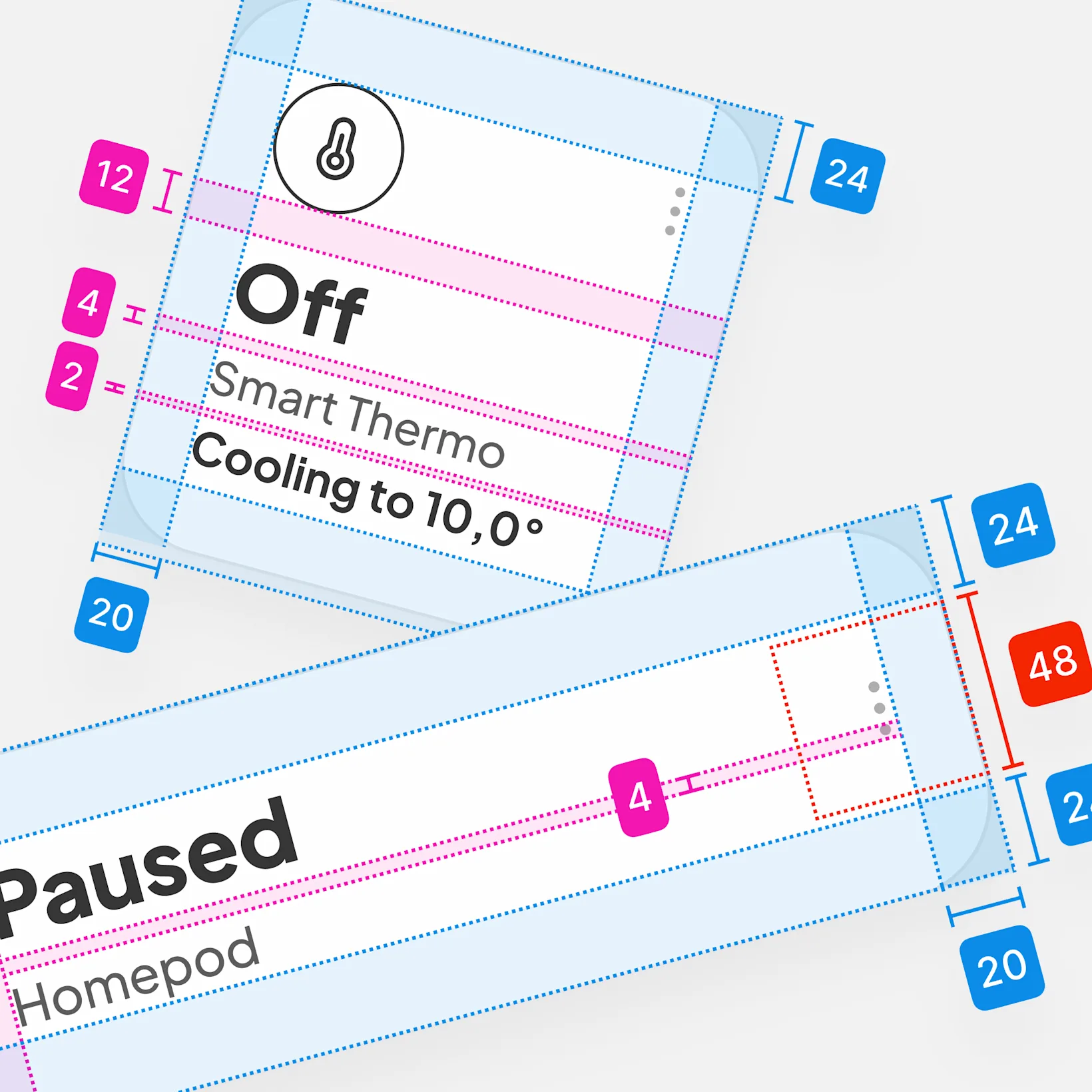 Smart home app concept widgets component measurements