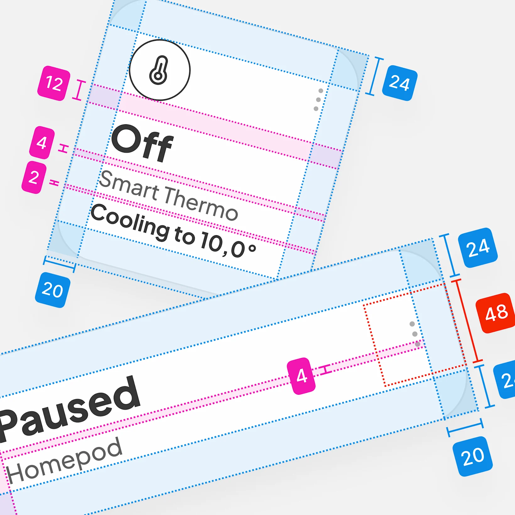 Smart home app concept widgets component measurements