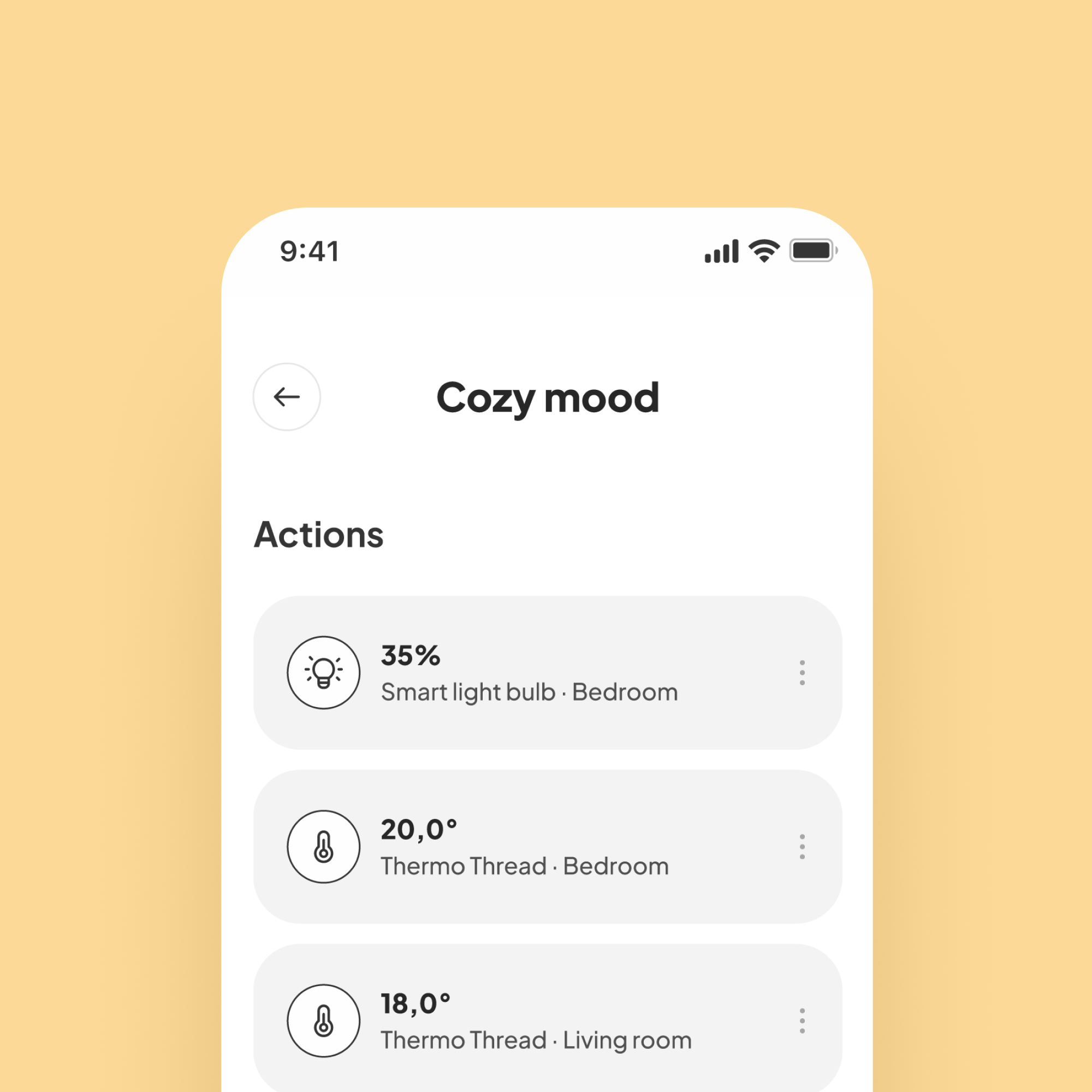 Smart home app concept scene action detail