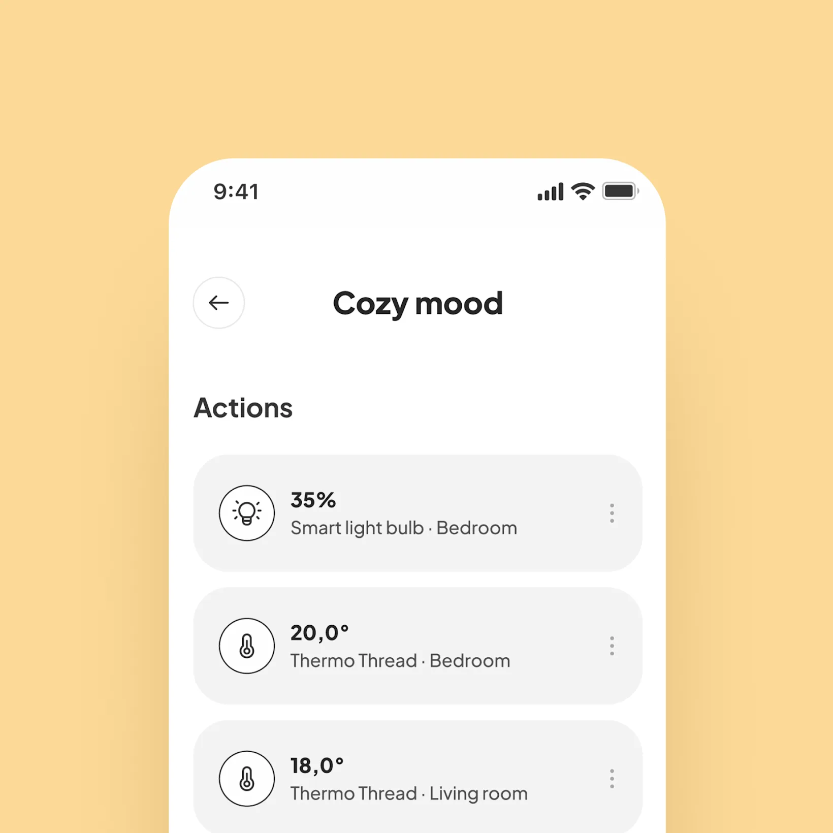 Smart home app concept scene action detail
