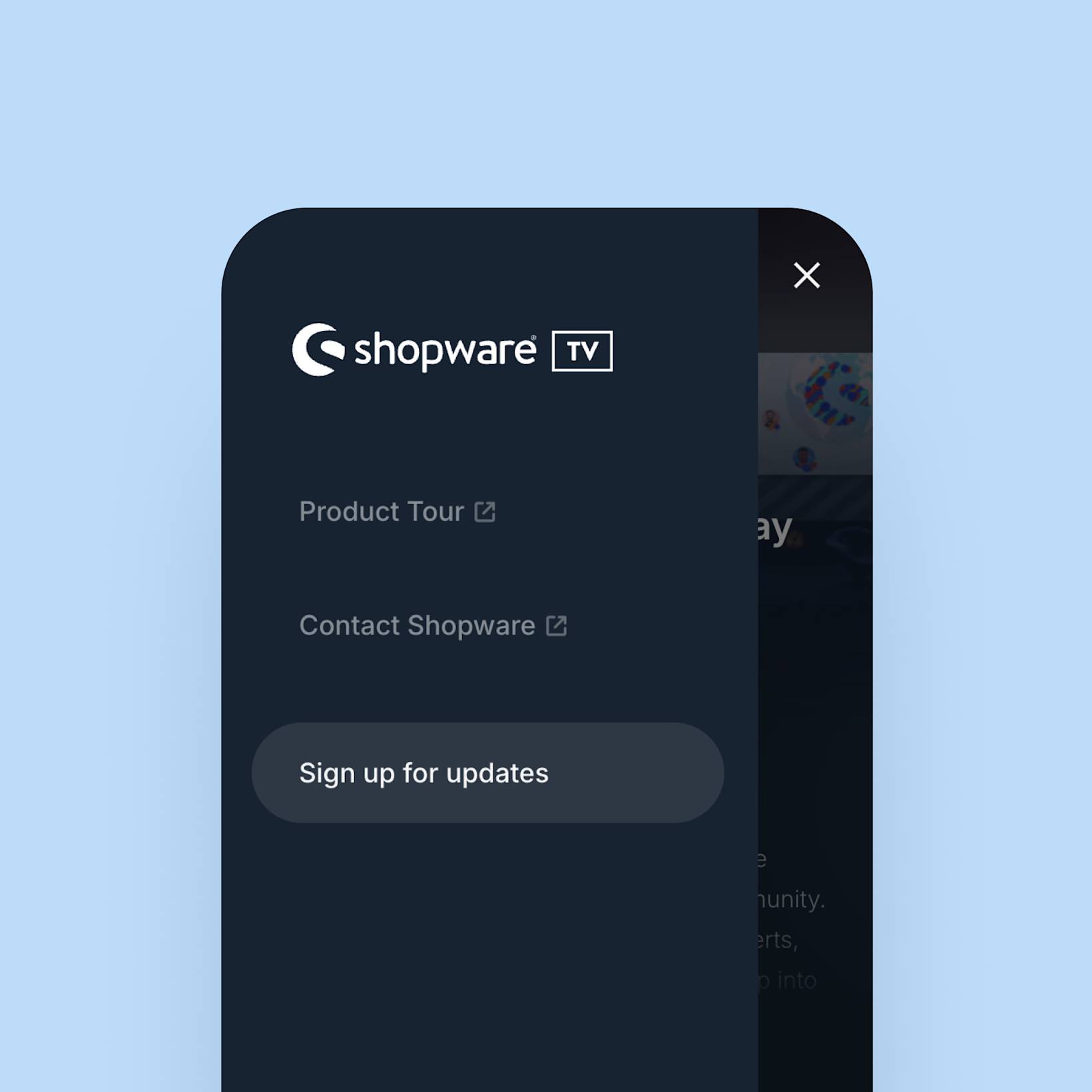 Shopware TV - Navigation view mobile