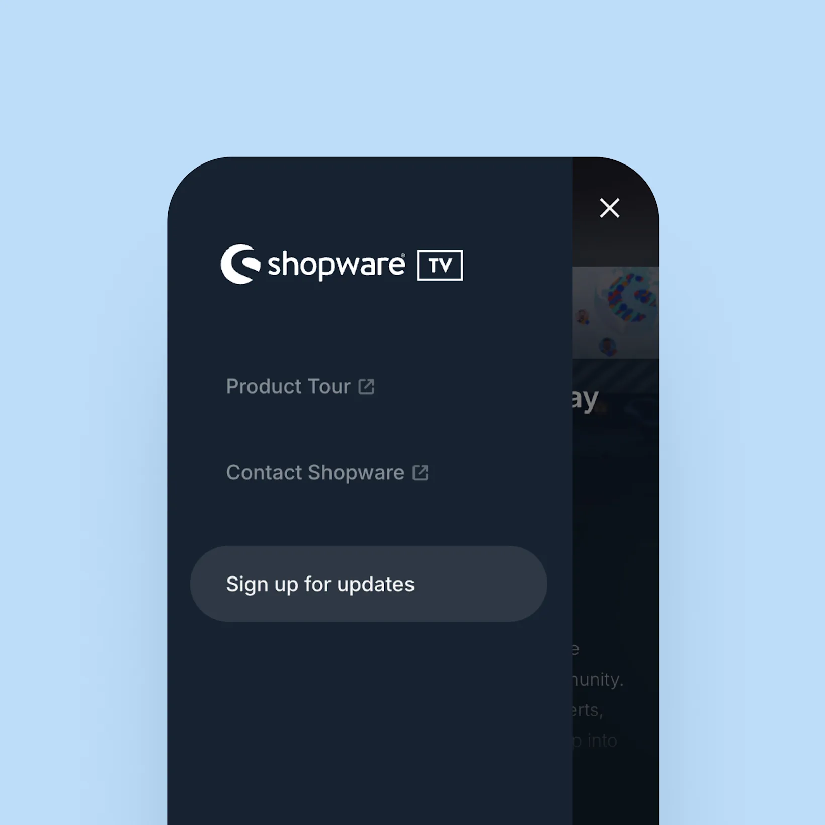 Shopware TV - Navigation view mobile