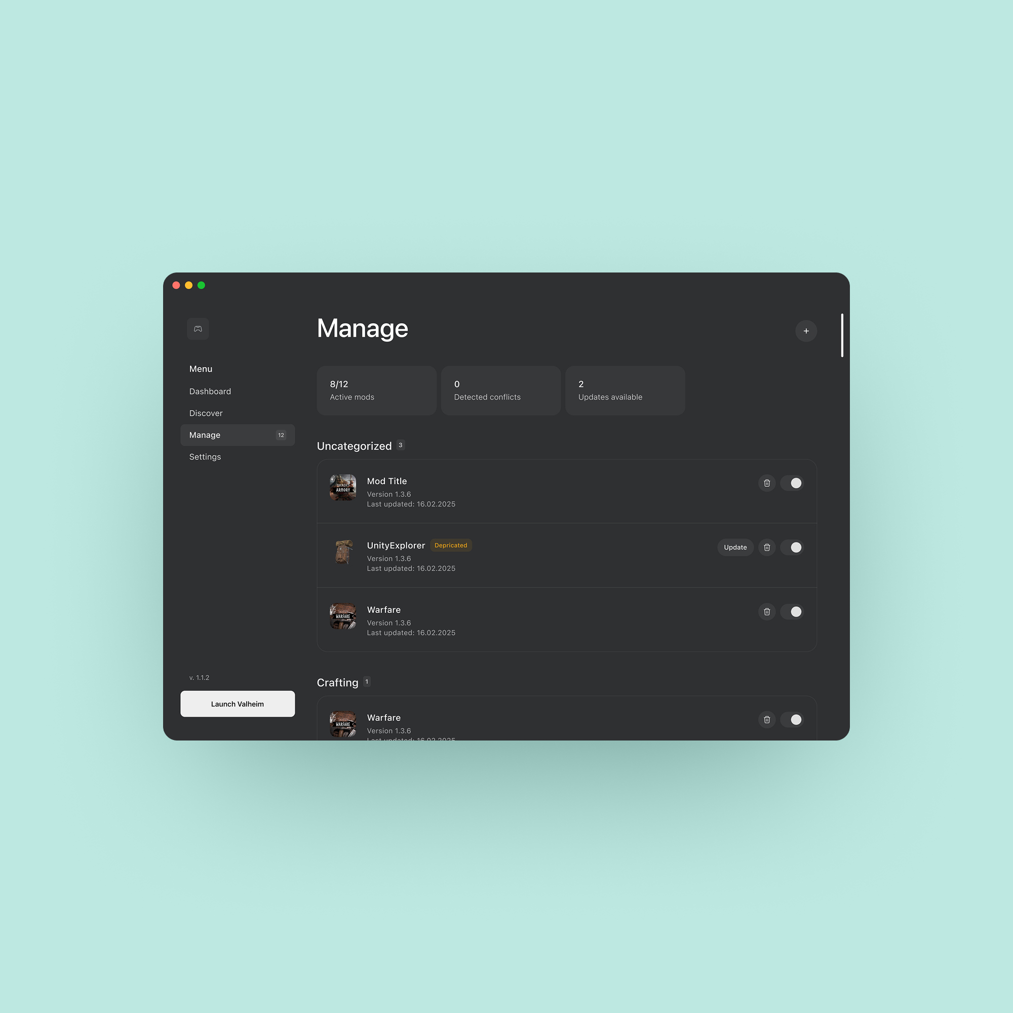 Valheim mac mod manager manage dark mode view