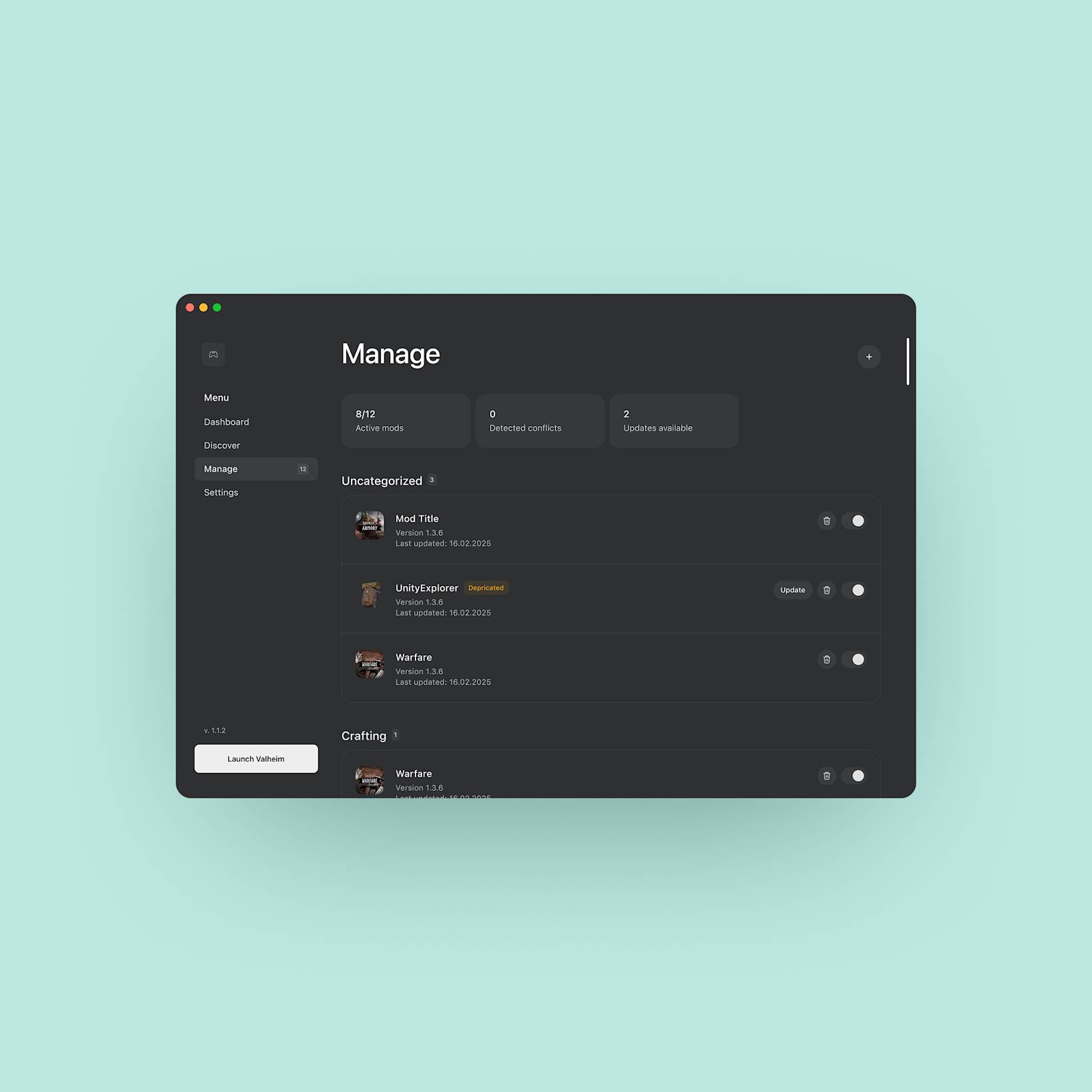 Valheim mac mod manager manage dark mode view