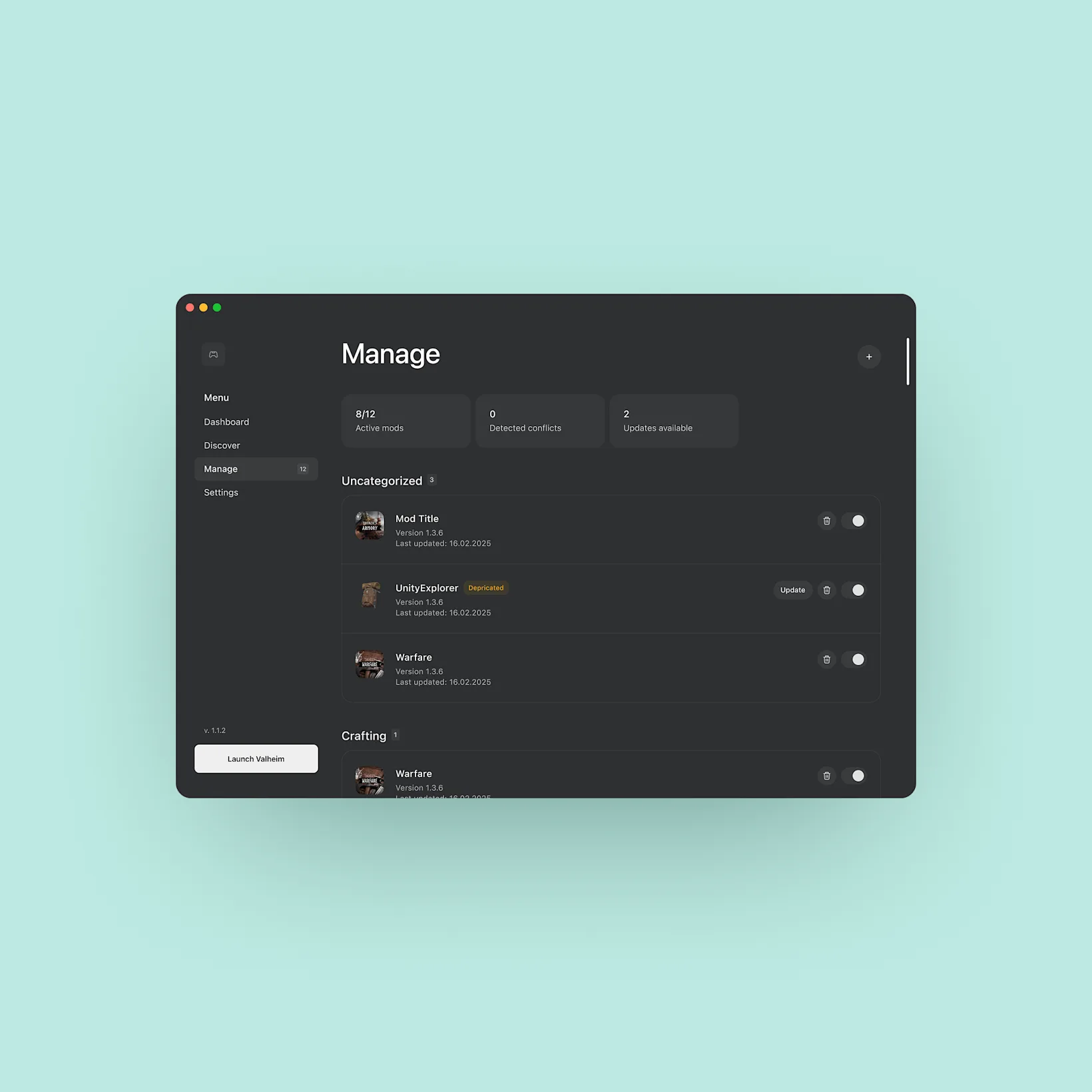 Valheim mac mod manager manage dark mode view