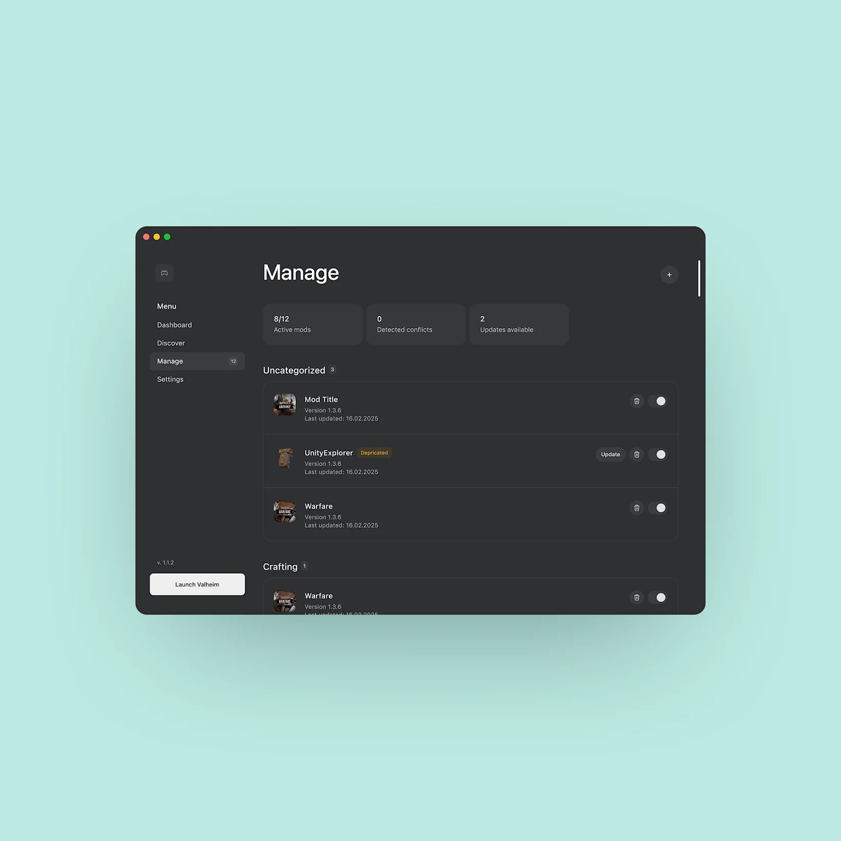 Valheim mac mod manager manage dark mode view