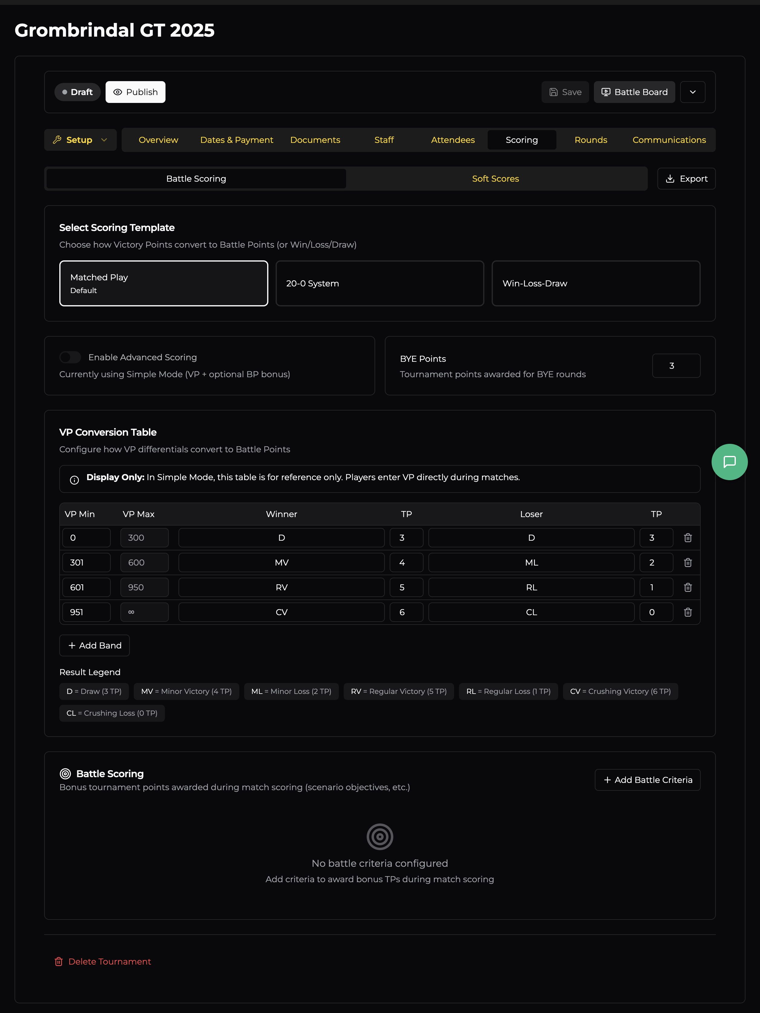 Scoring Tab — Battle Scoring