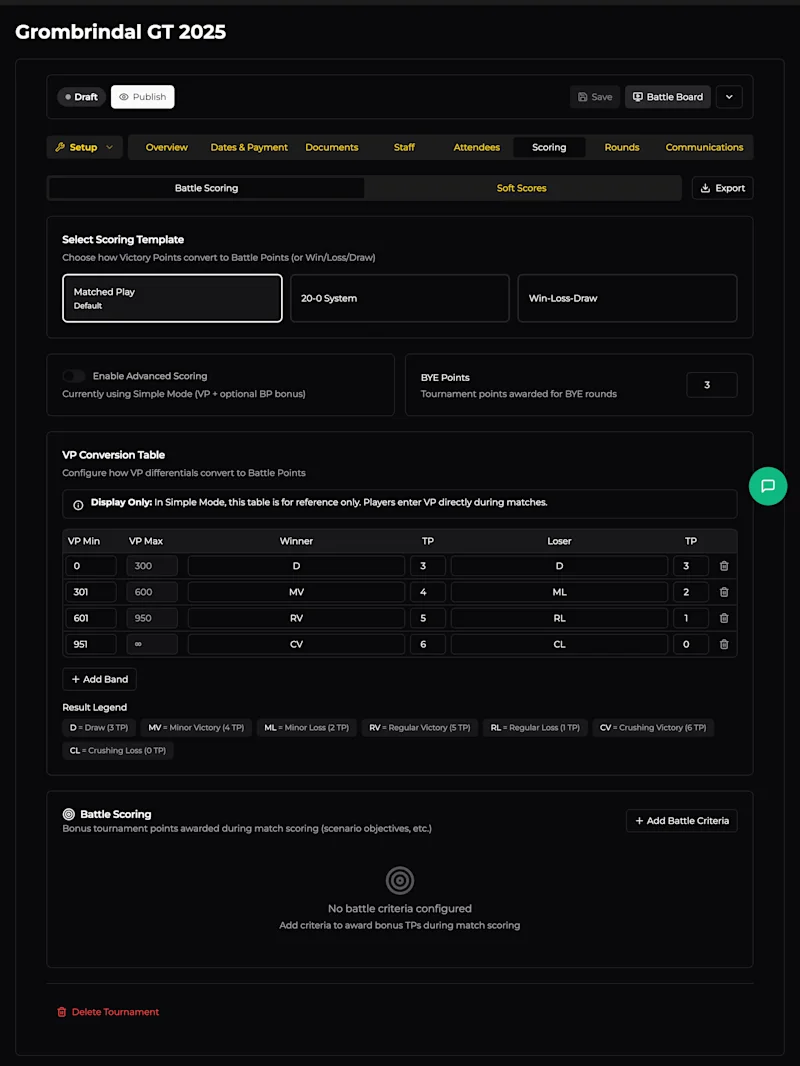 Scoring Tab — Battle Scoring