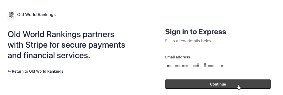 Stripe Setup - Sign In to Express