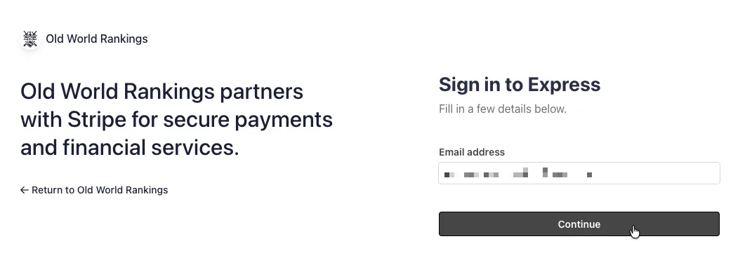 Stripe Setup - Sign In to Express