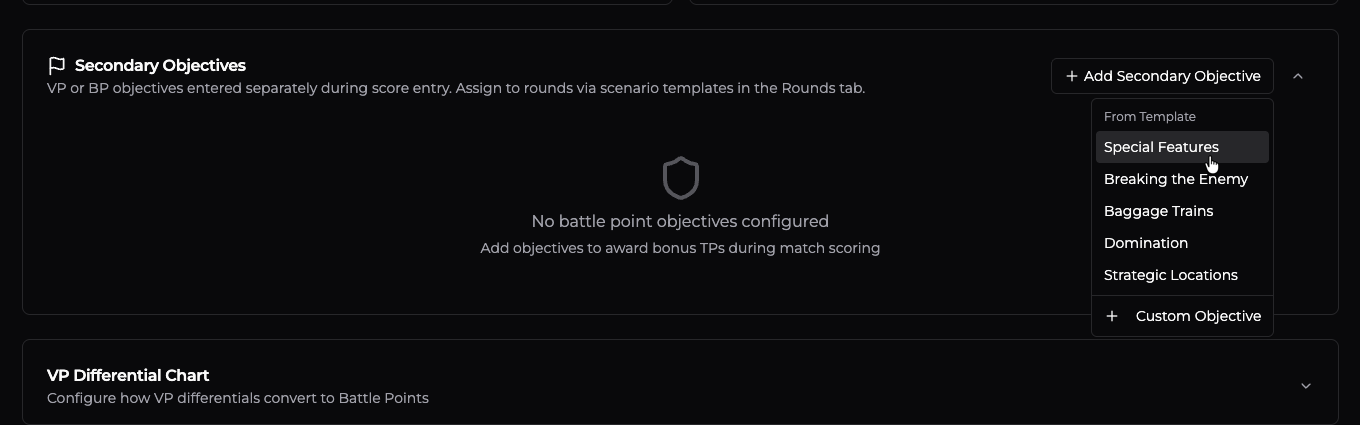 Secondary objectives templates