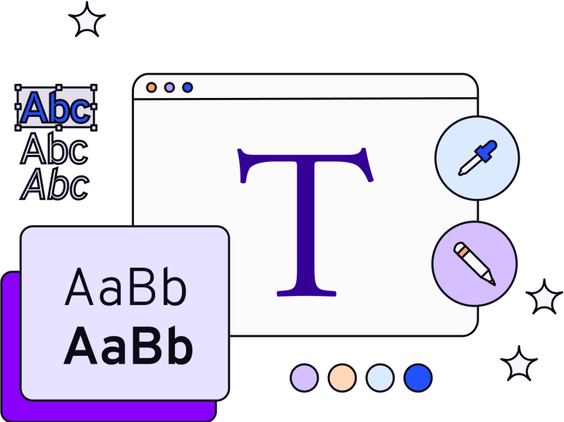 Illustration in blues and purples of a screen with text
