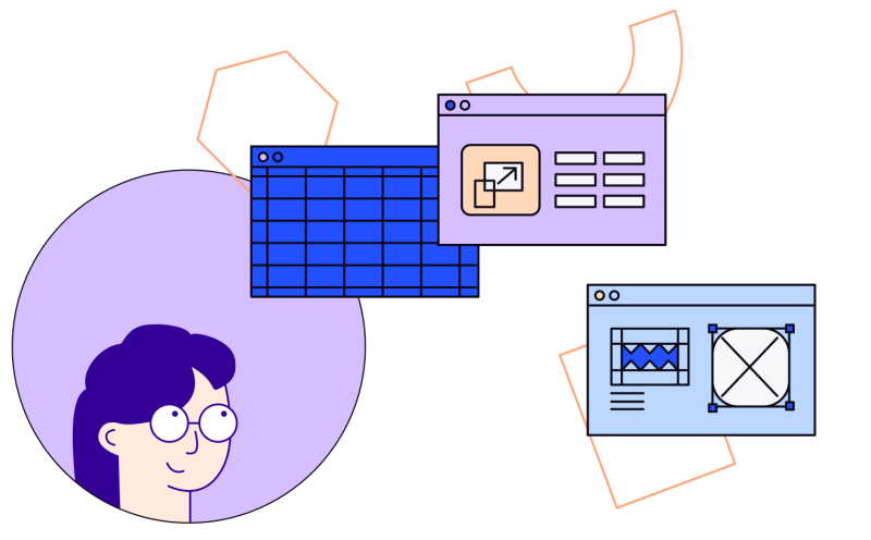 Illustration of a person thinking about a design system