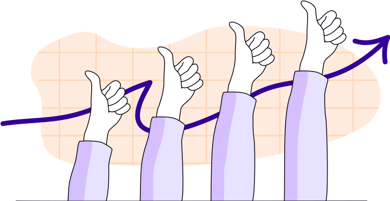 Illustrations of 4 hands giving the thumbs up sign