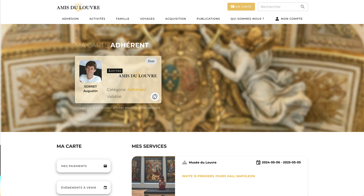 Amis du Louvre - Refonte du site web et intégration d'un espace adhérents