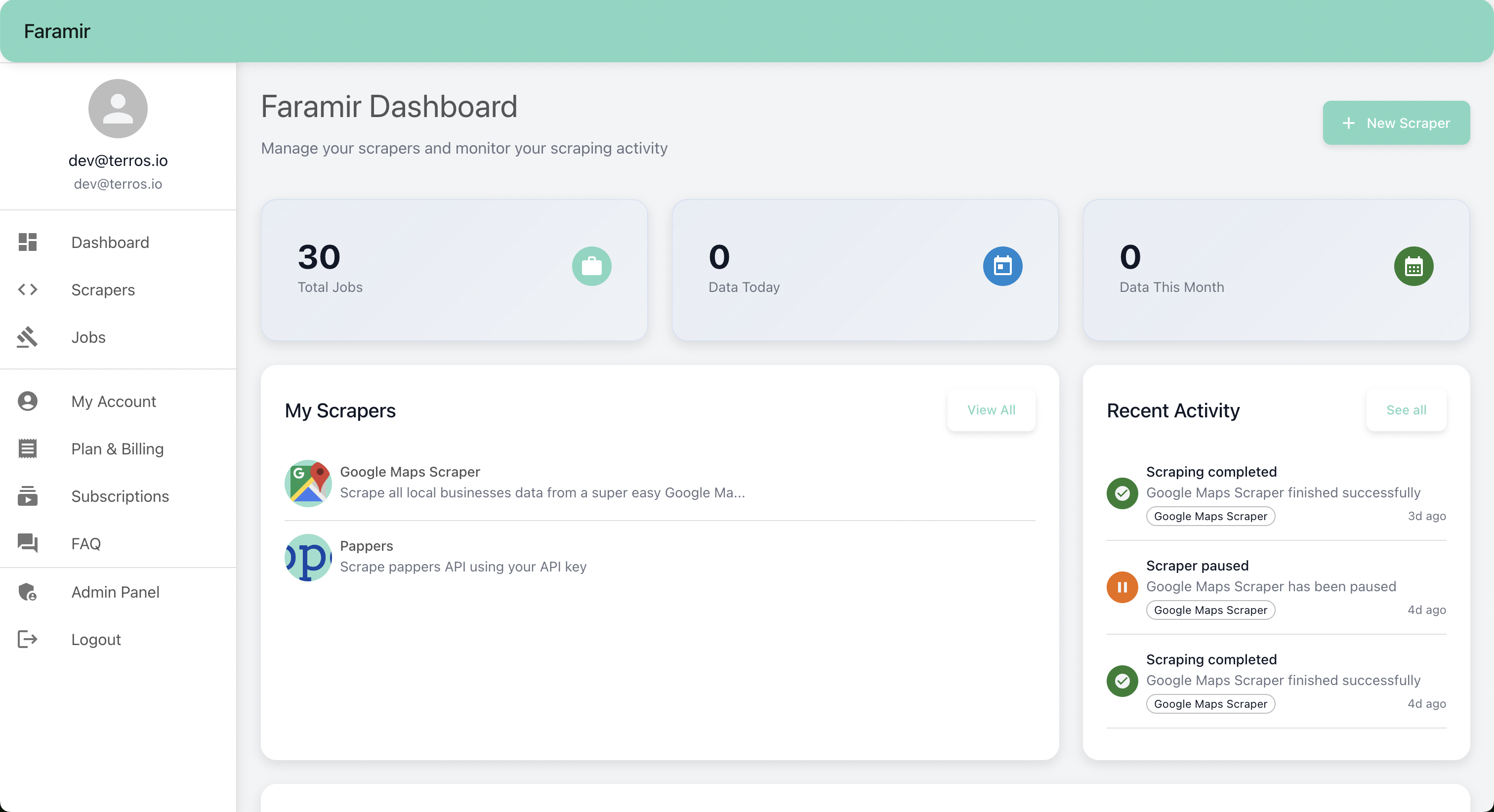 Faramir - Plateforme de Scraping Entreprise