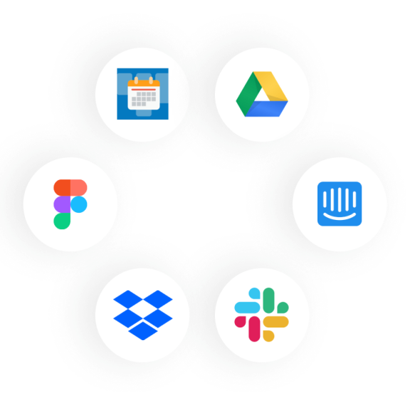 A graphic illustrating some of the apps and power-ups useful in product management that Trello can connect with.
