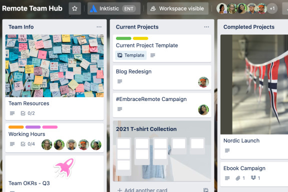 An example image of how a Trello board can help teams remote teams stay organized.