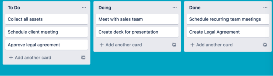 An image showing lists on a Trello board
