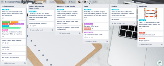 Trello 看板上政府项目模板的图像
